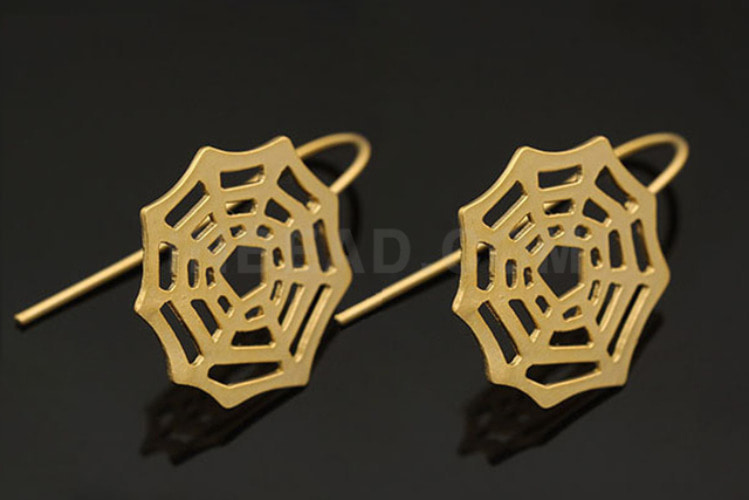 [도매] K456-무광골드 거미줄 귀고리 (10쌍)