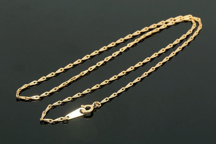 K1124-정은 무니켈 금도금 샤프 드롭 체인 목걸이 41cm (1개) 요일발송