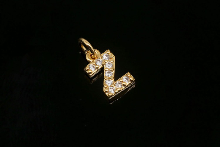 [도매] EM007-무니켈 금도금 고리형 큐빅 알파벳 Z (10개)