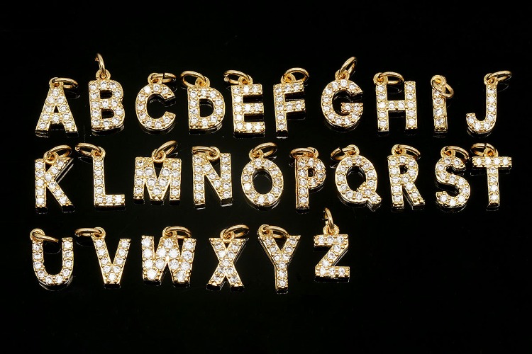 [도매] EM007-무니켈 금도금 고리형 큐빅 알파벳 A~Z 5개씩 26가지 (130개)