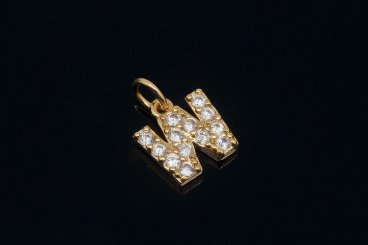 [도매] EM007-무니켈 금도금 고리형 큐빅 알파벳 W (10개)